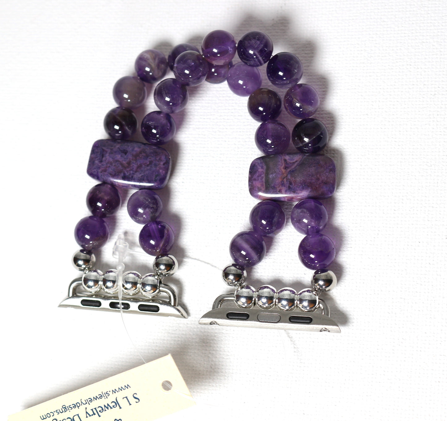 Amethyst and Crazy Lace Agate Bracelet Watch Band for Apple Watch