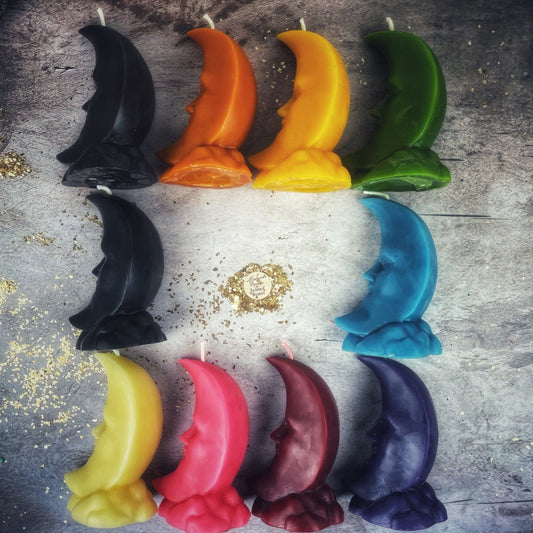 Beeswax Crescent Moon Spell Candle