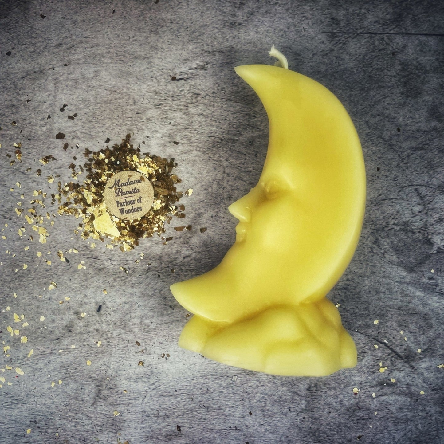 Beeswax Crescent Moon Spell Candle