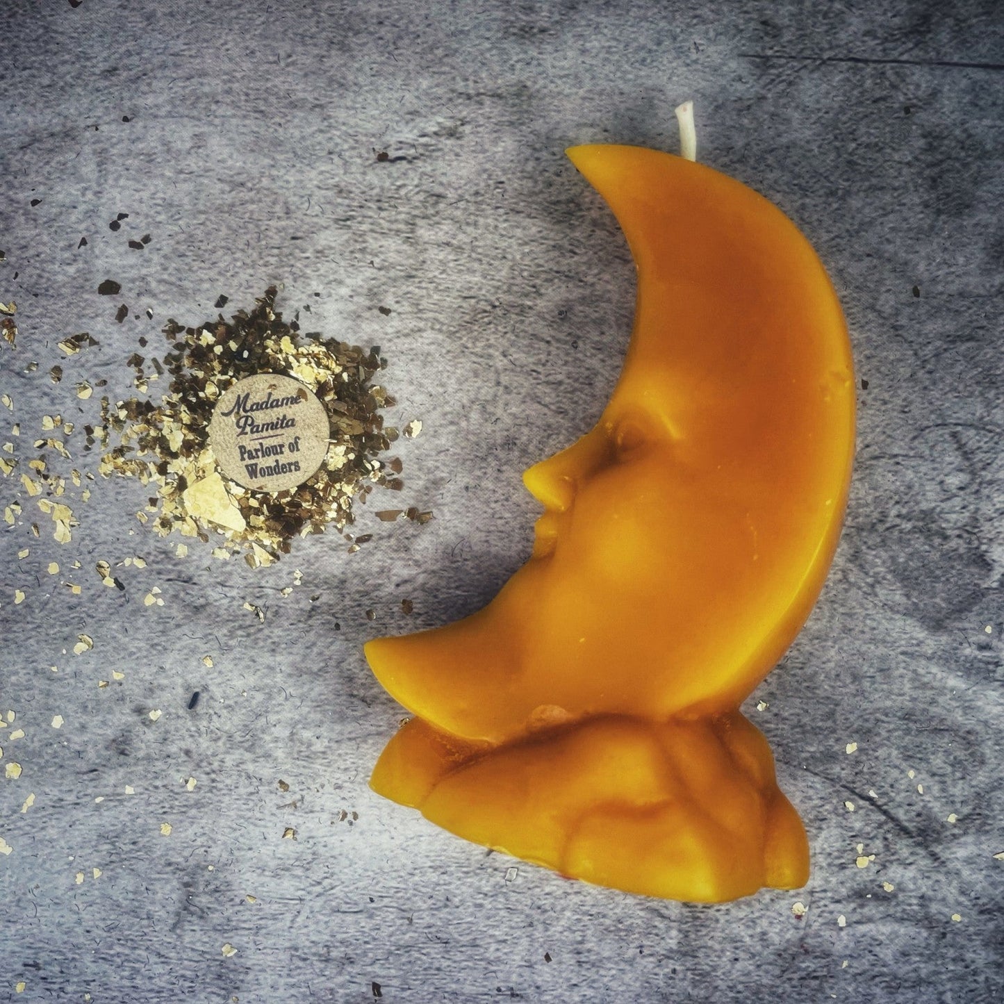 Beeswax Crescent Moon Spell Candle
