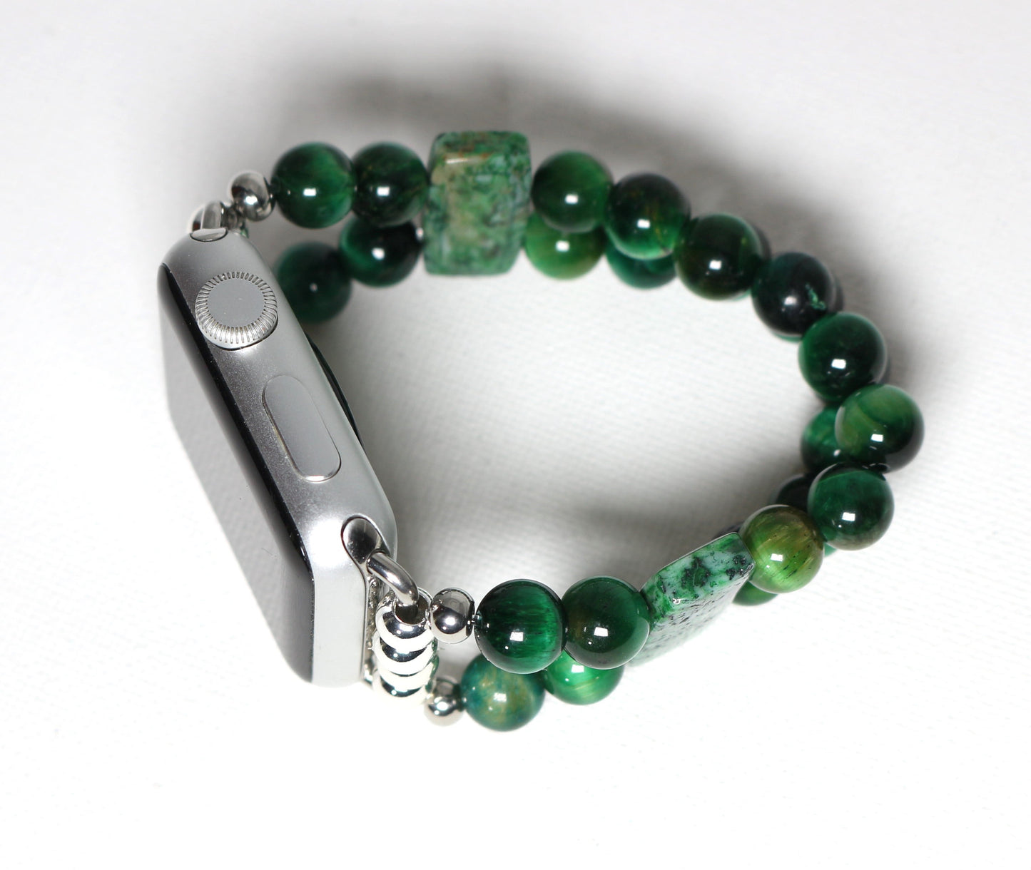 Green Tigers Eye and Crazy Lace Agate Bracelet Watch Band for Apple Watch