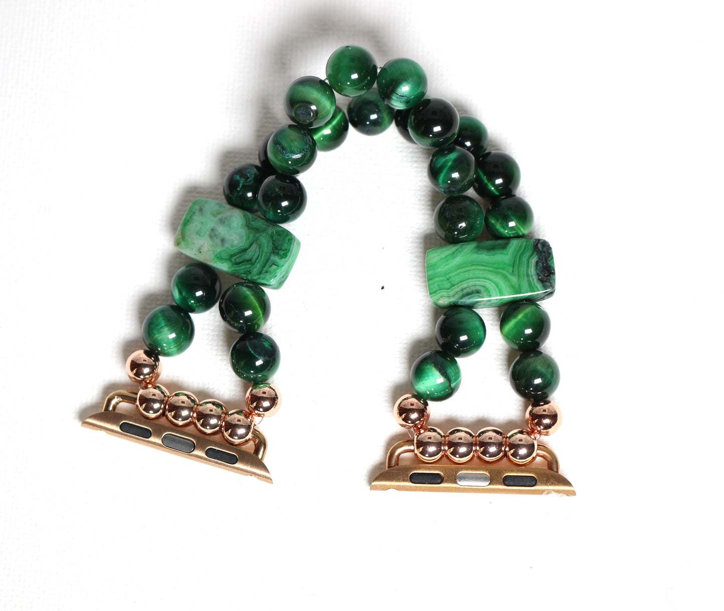 Green Tigers Eye and Crazy Lace Agate Bracelet Watch Band for Apple Watch