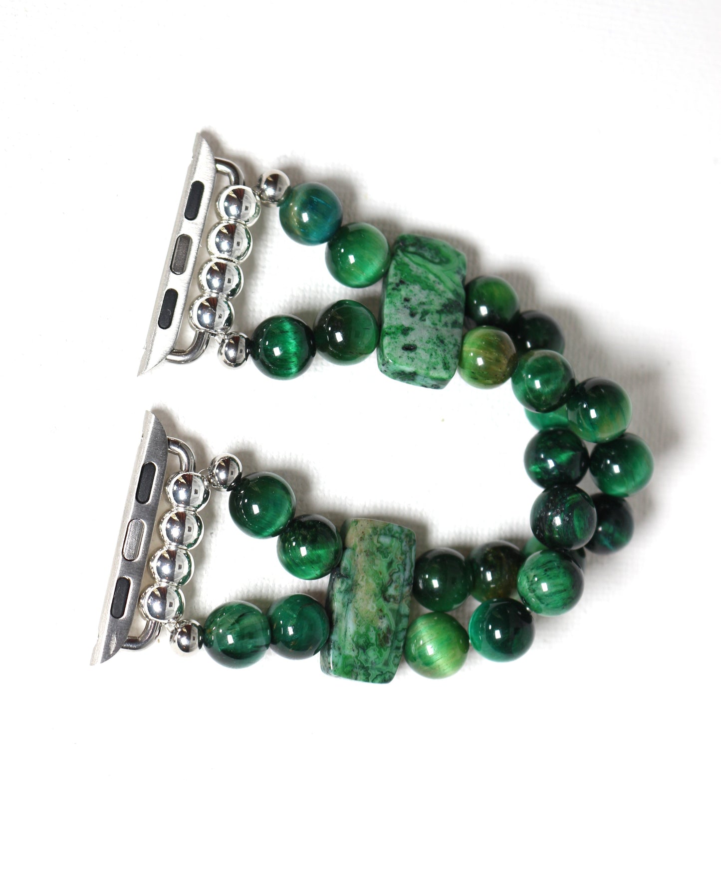 Green Tigers Eye and Crazy Lace Agate Bracelet Watch Band for Apple Watch