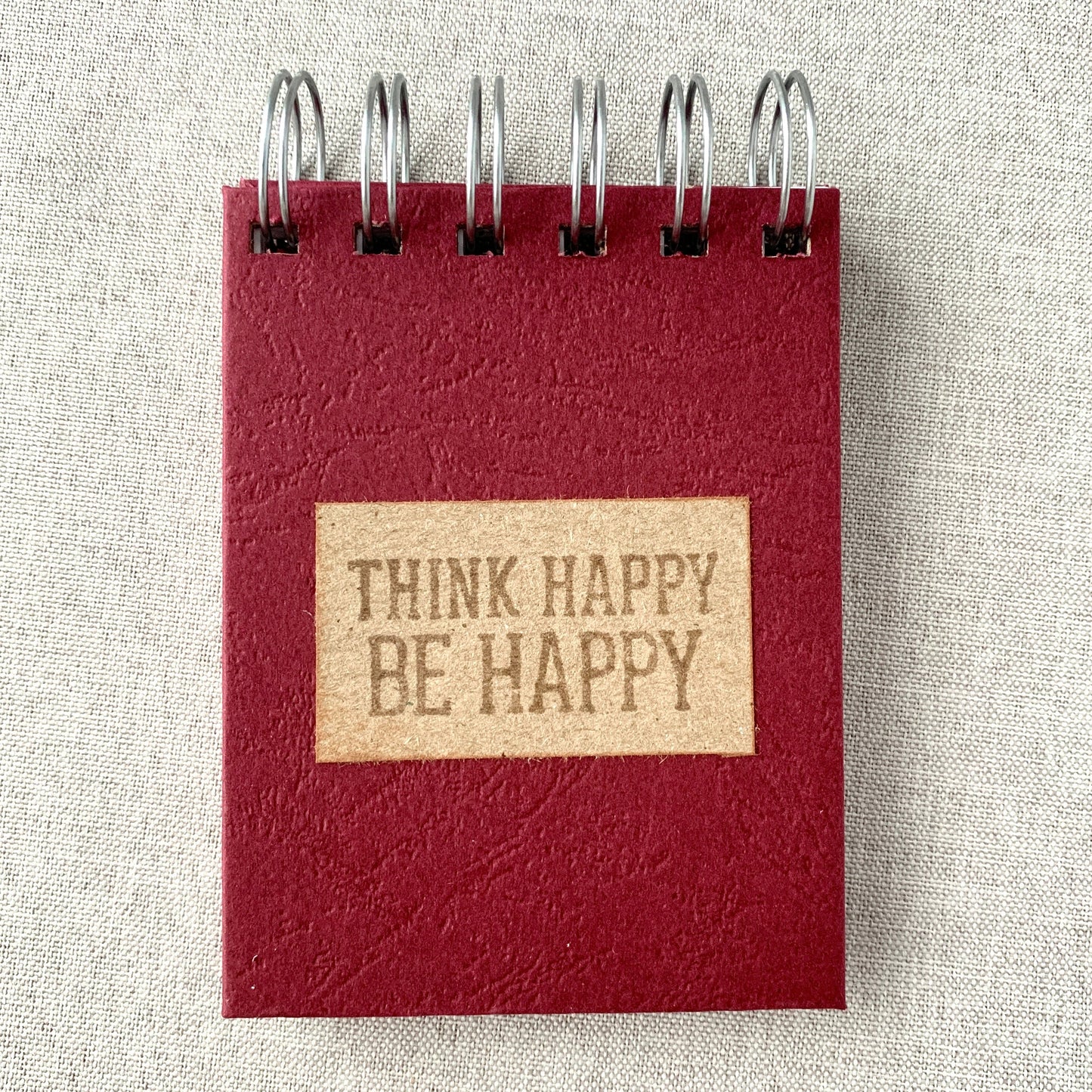 Think Happy Be Happy - Memo - Blank - Spiral Bound - Fountain Pen Notebook - Handmade Journal