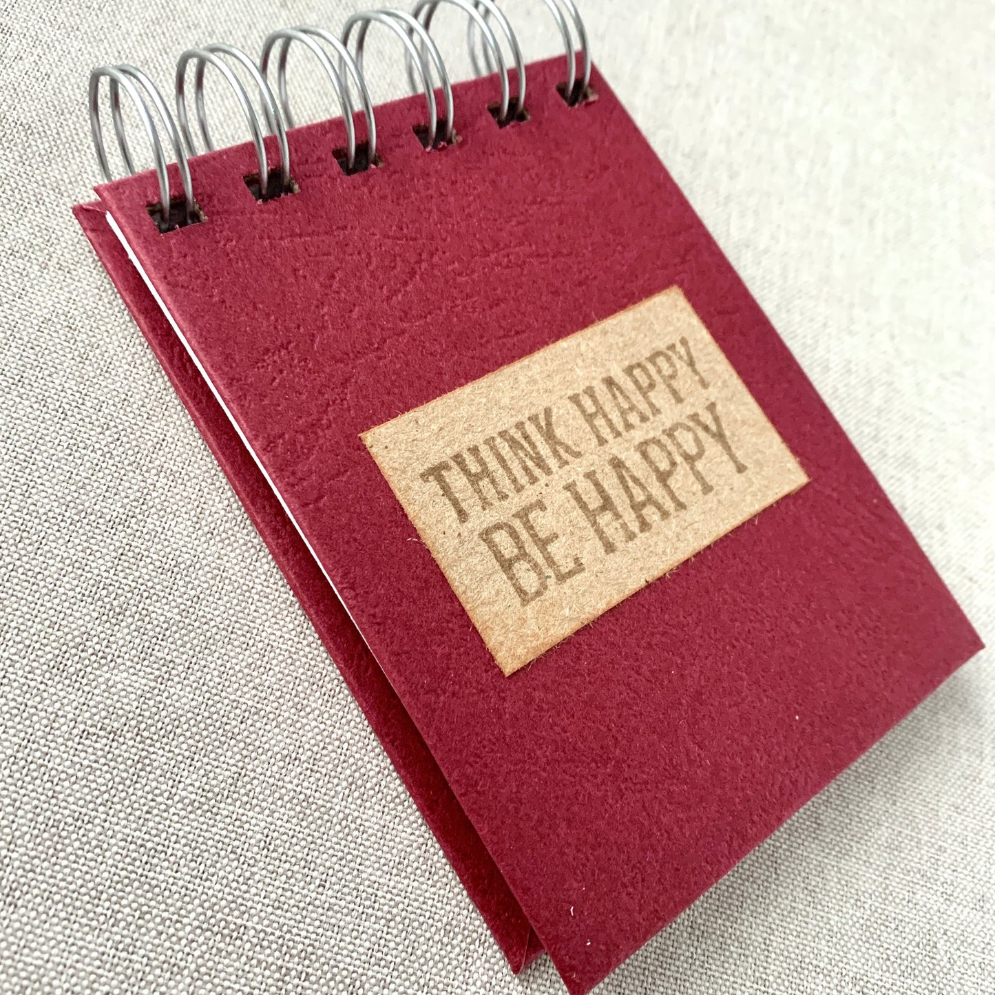 Think Happy Be Happy - Memo - Blank - Spiral Bound - Fountain Pen Notebook - Handmade Journal