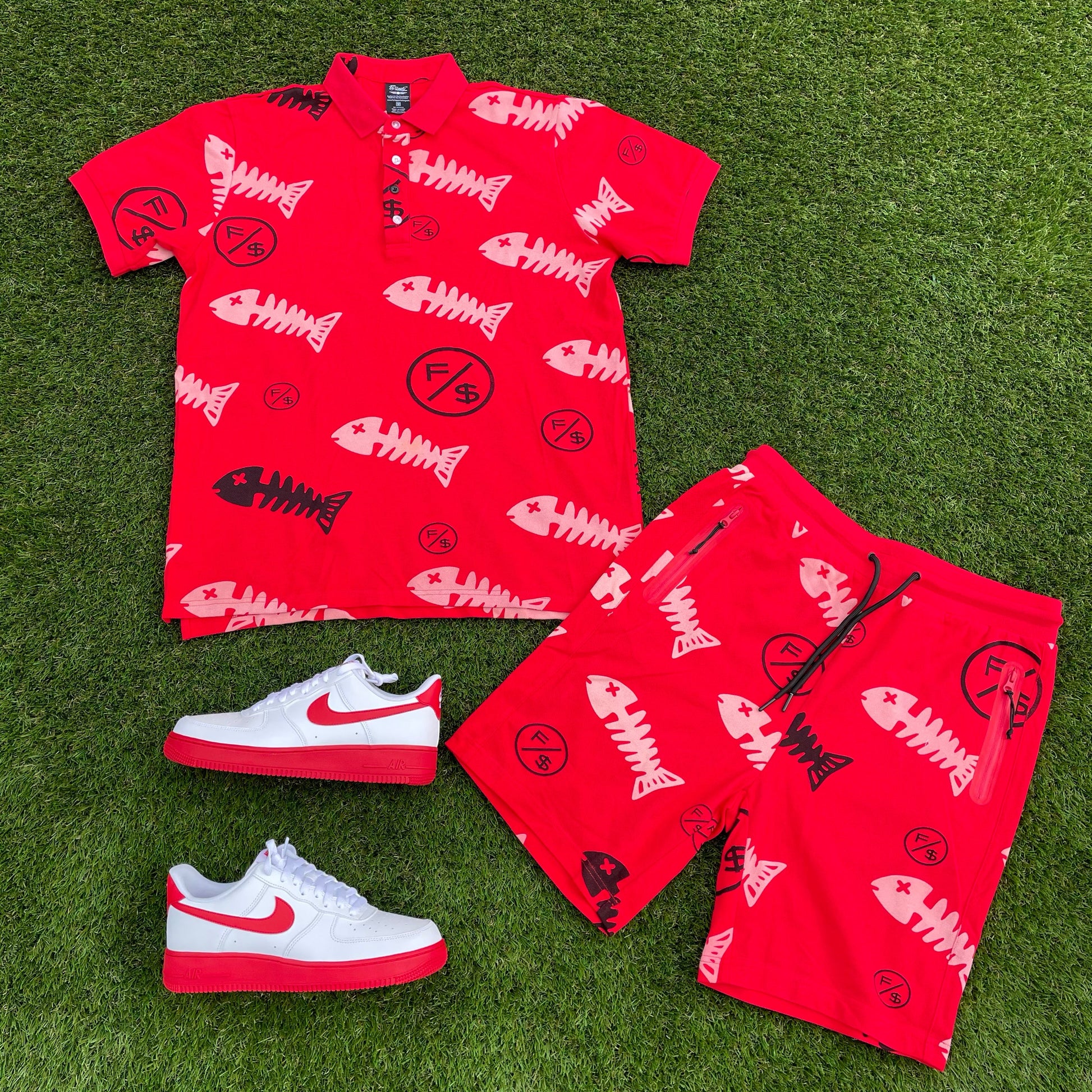 Fishscale Polo (Red) - Concordia Style Boutique