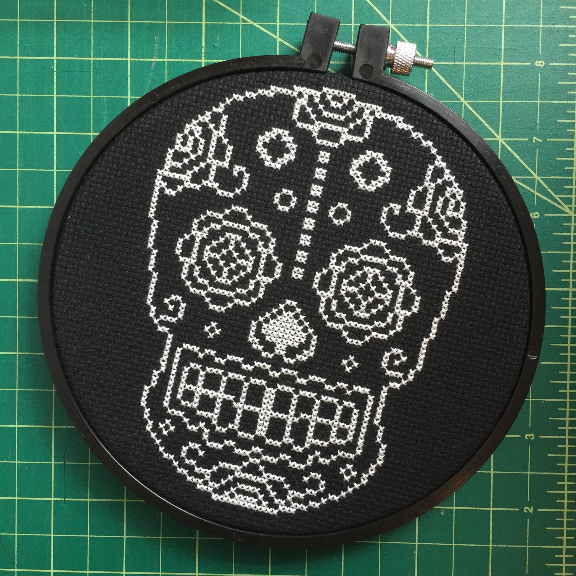 Sugar Skull White and Black Counted Cross Stitch DIY KIT - Concordia Style Boutique