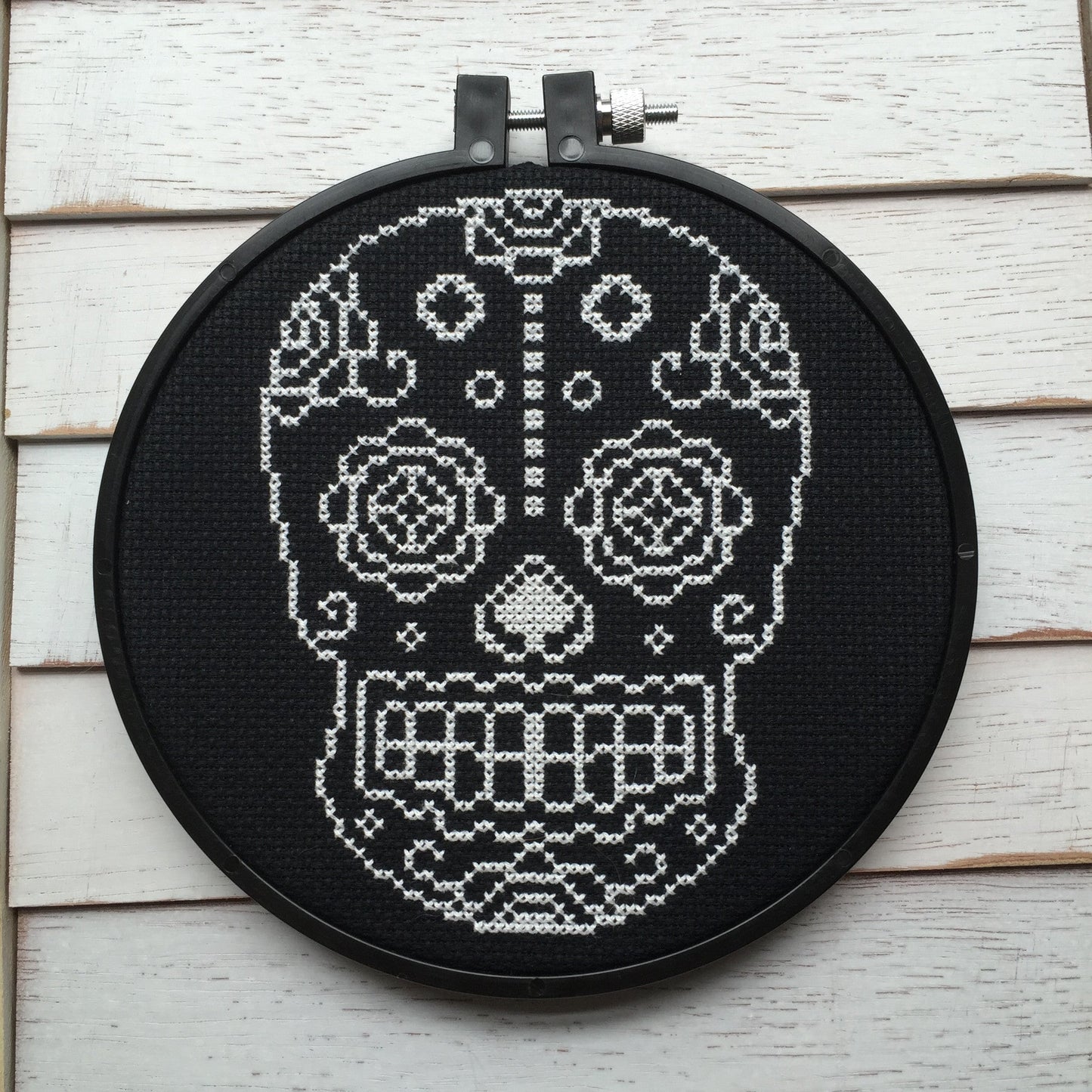 Sugar Skull White and Black Counted Cross Stitch DIY KIT - Concordia Style Boutique