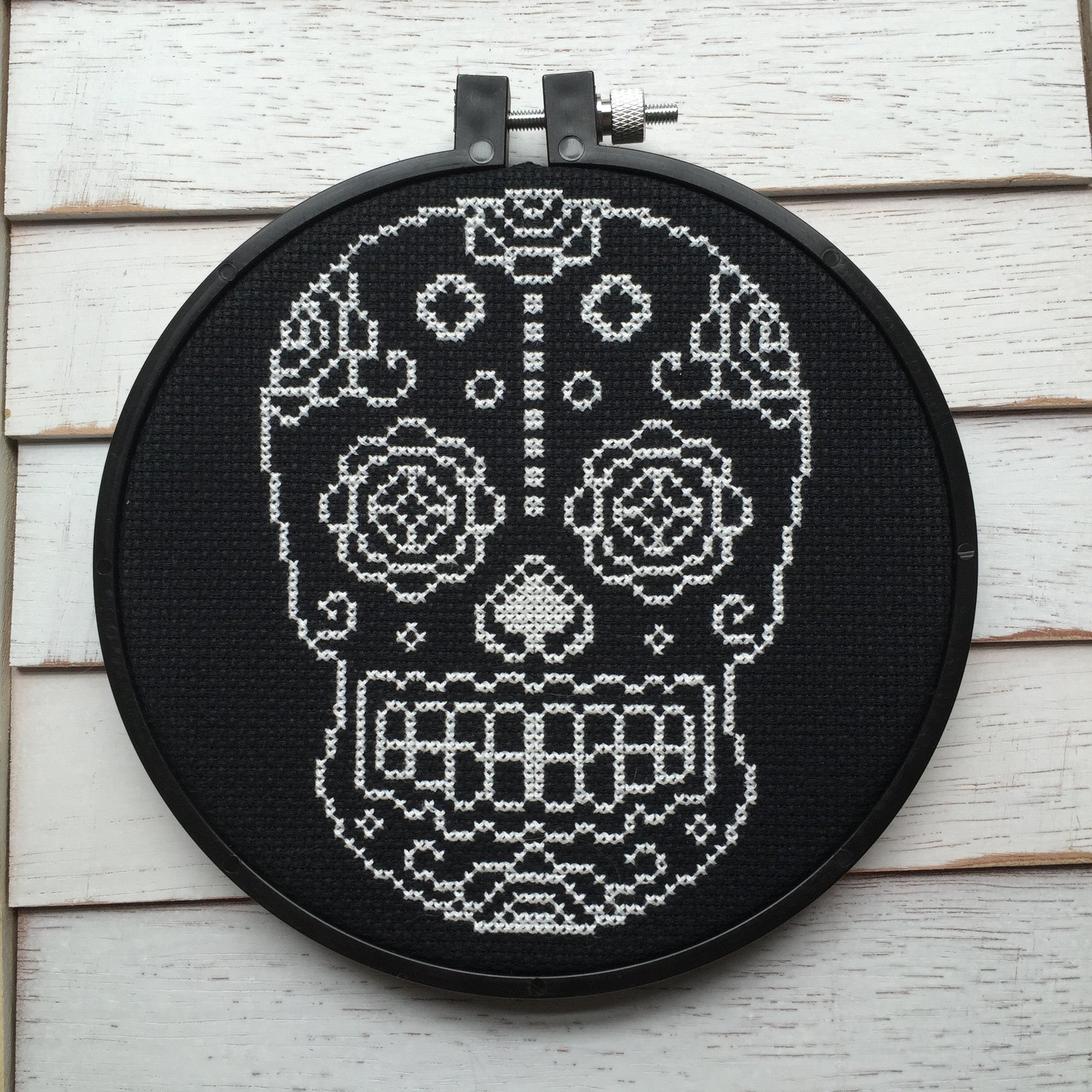 Sugar Skull White and Black Counted Cross Stitch DIY KIT - Concordia Style Boutique