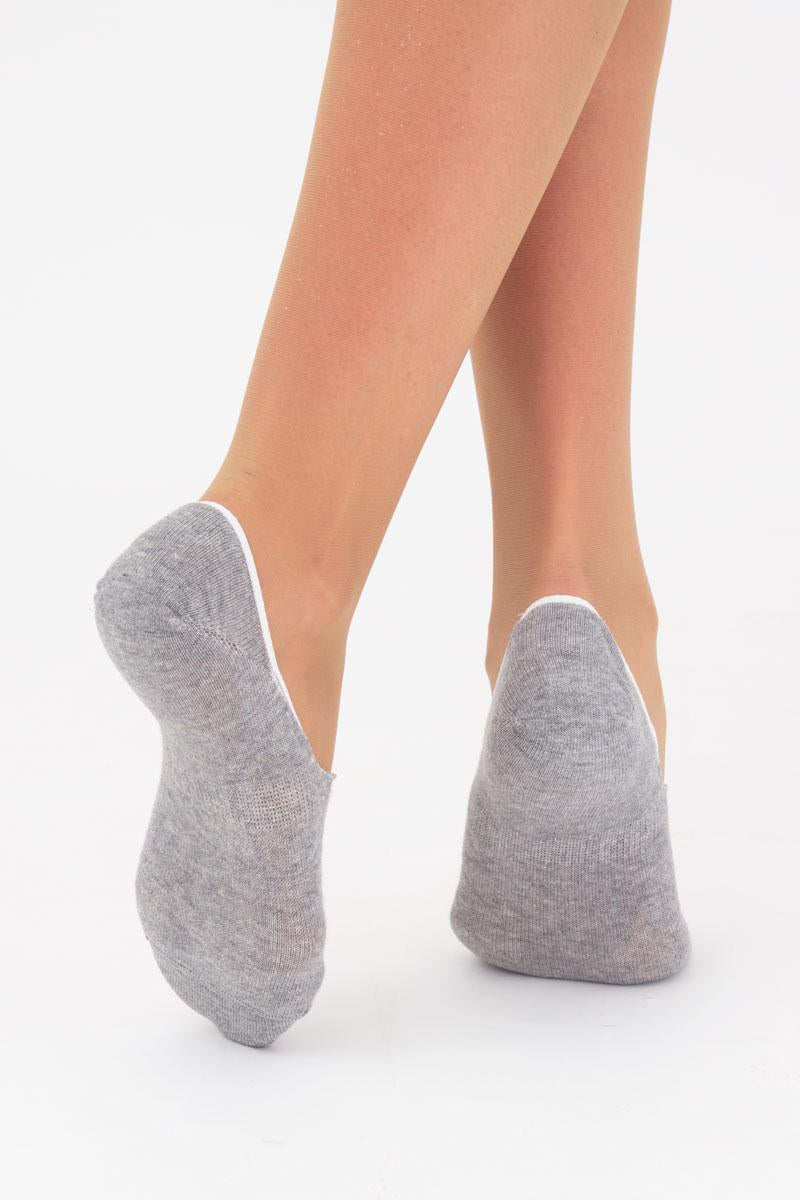 No Show Socks Set for Women - Soft, Breathable, Anti-Slip Socks with Silicone Grip, Invisible Design, Size 36/40, 3 pairs, Black/Light Grey Melange/Panna