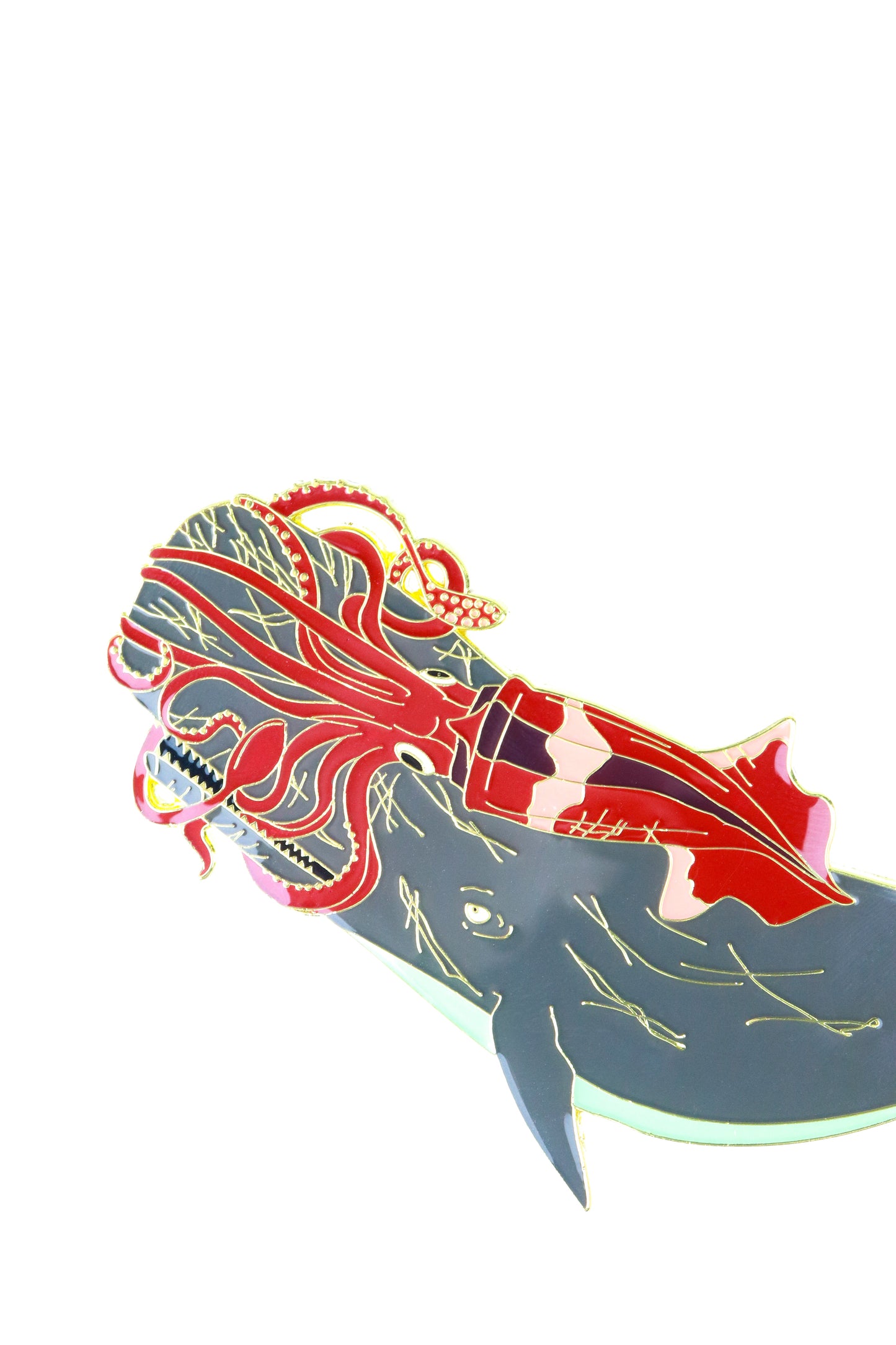 Giant Squid vs. Sperm Whale Enamel Pin (Architeuthis dux vs. Physeter macrocephalus)