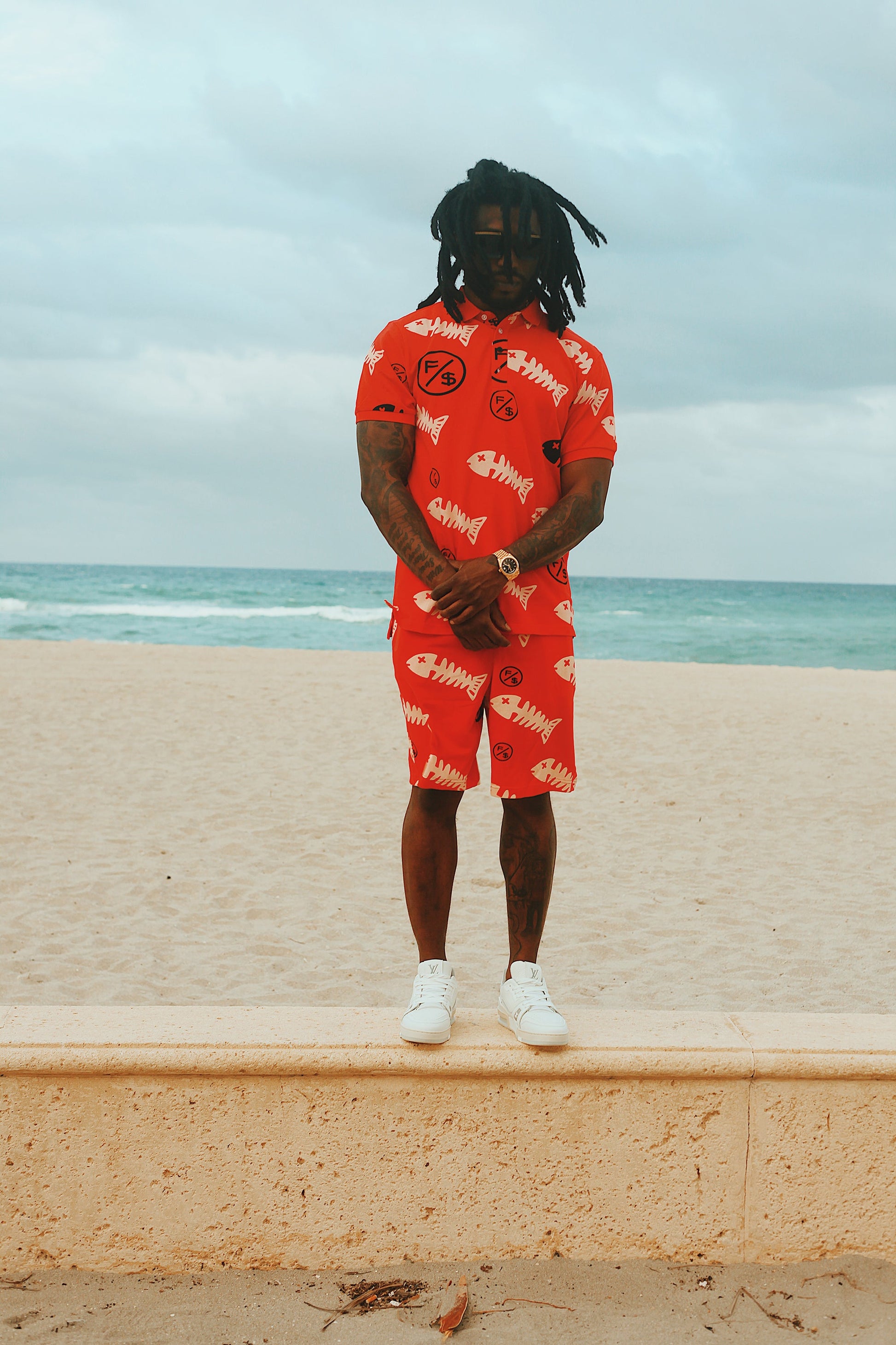 Fishscale Polo (Red) - Concordia Style Boutique