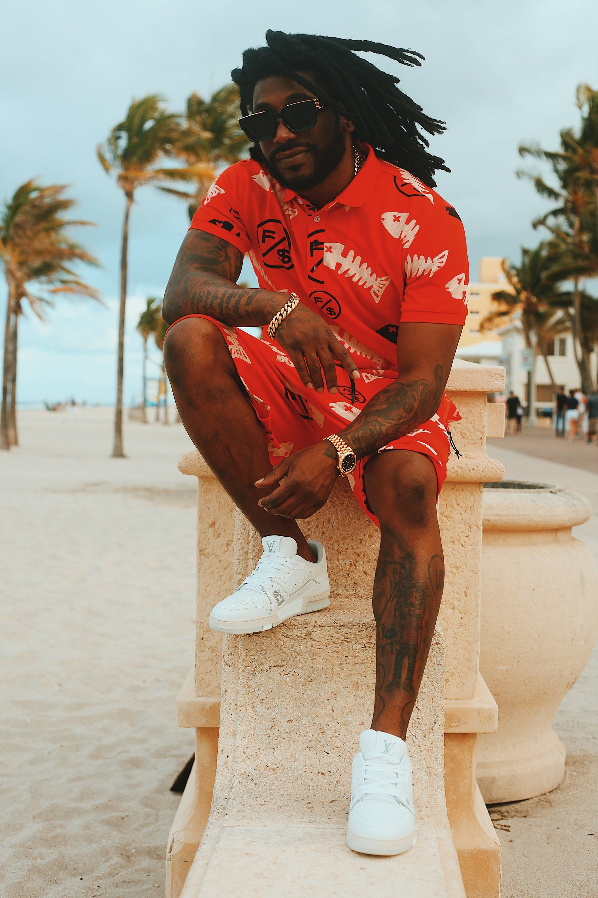 Fishscale Polo (Red) - Concordia Style Boutique