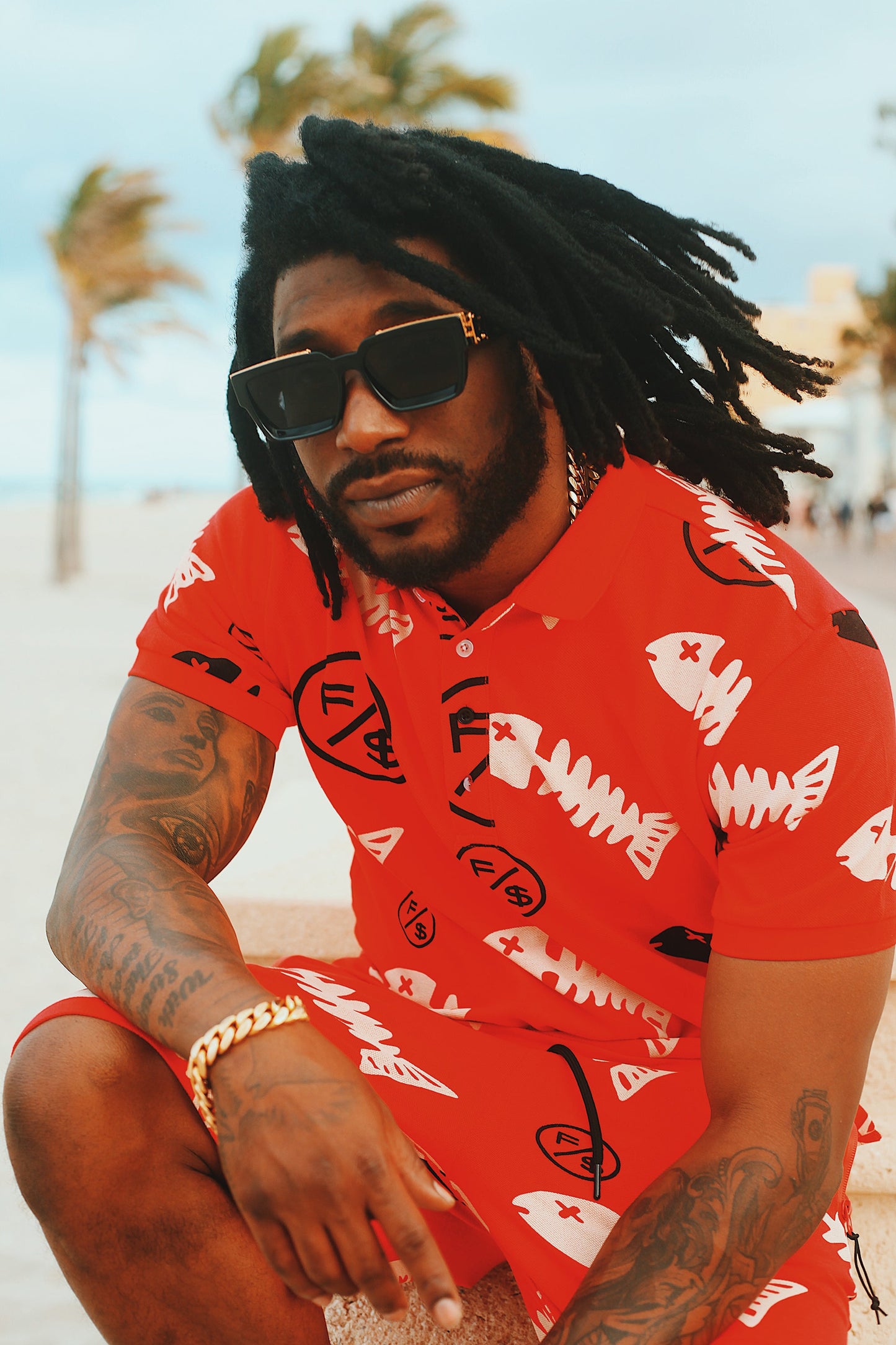 Fishscale Polo (Red) - Concordia Style Boutique