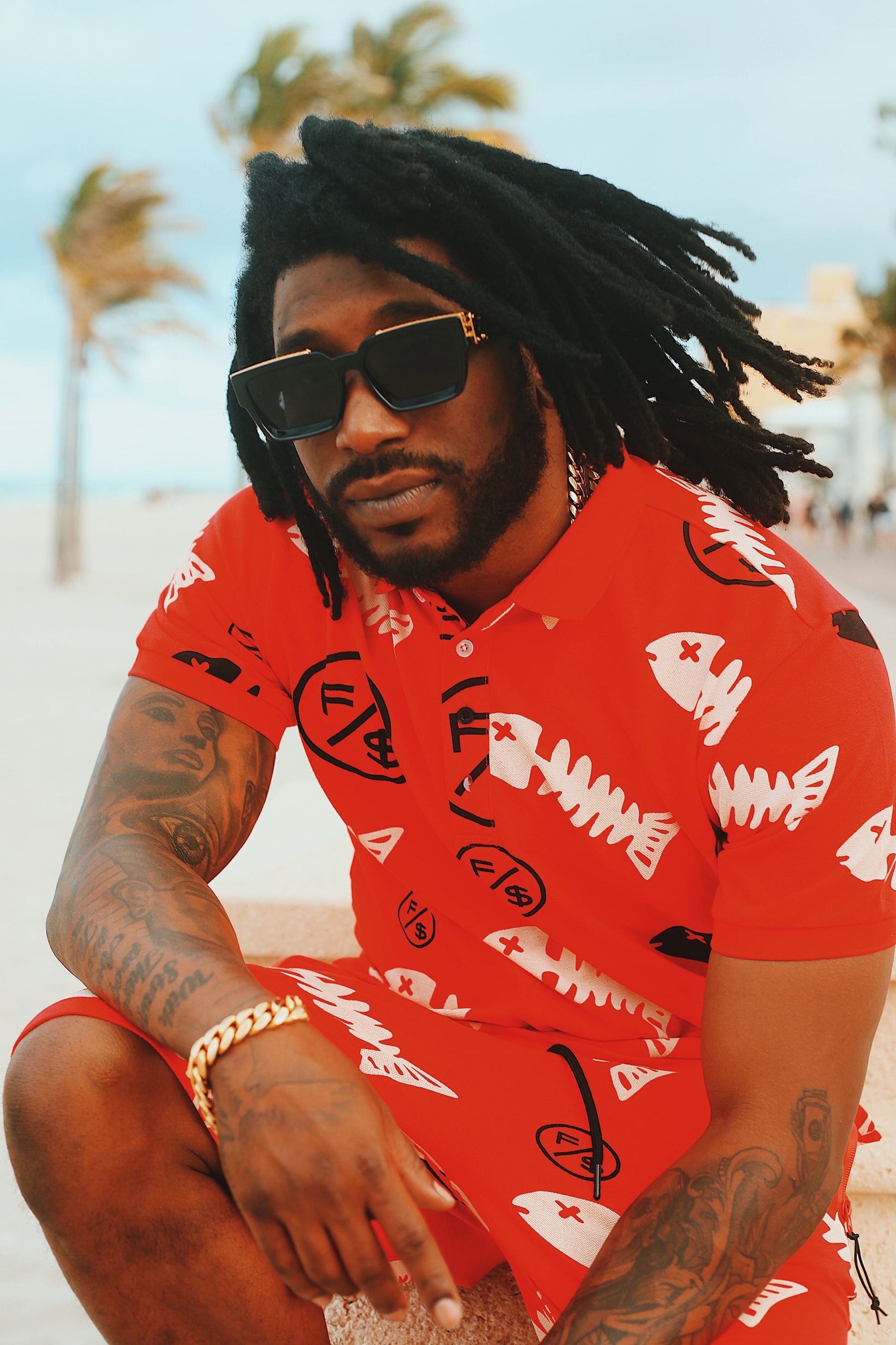 Fishscale Polo (Red) - Concordia Style Boutique