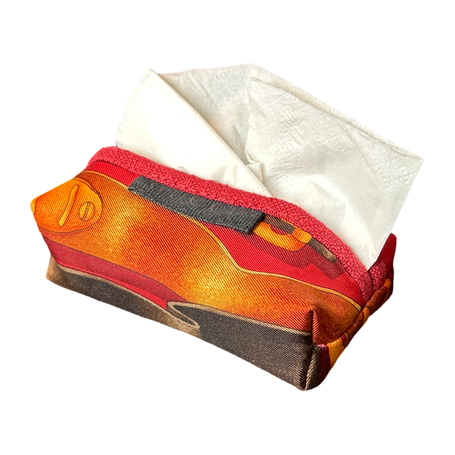 Red Harness Vintage Scarf Travel Tissue Pouch