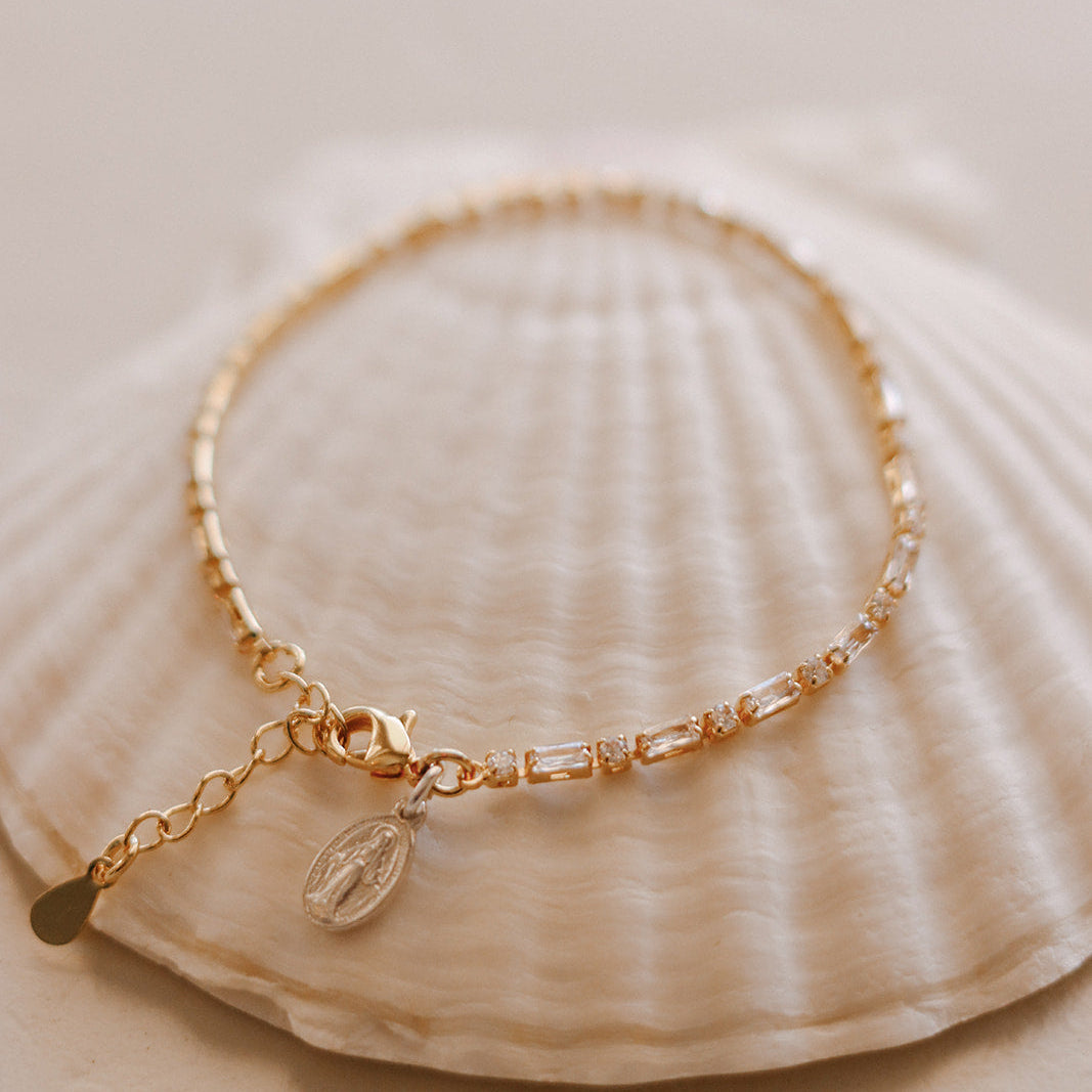 Miraculous Medal Tennis Bracelet - Two Tone