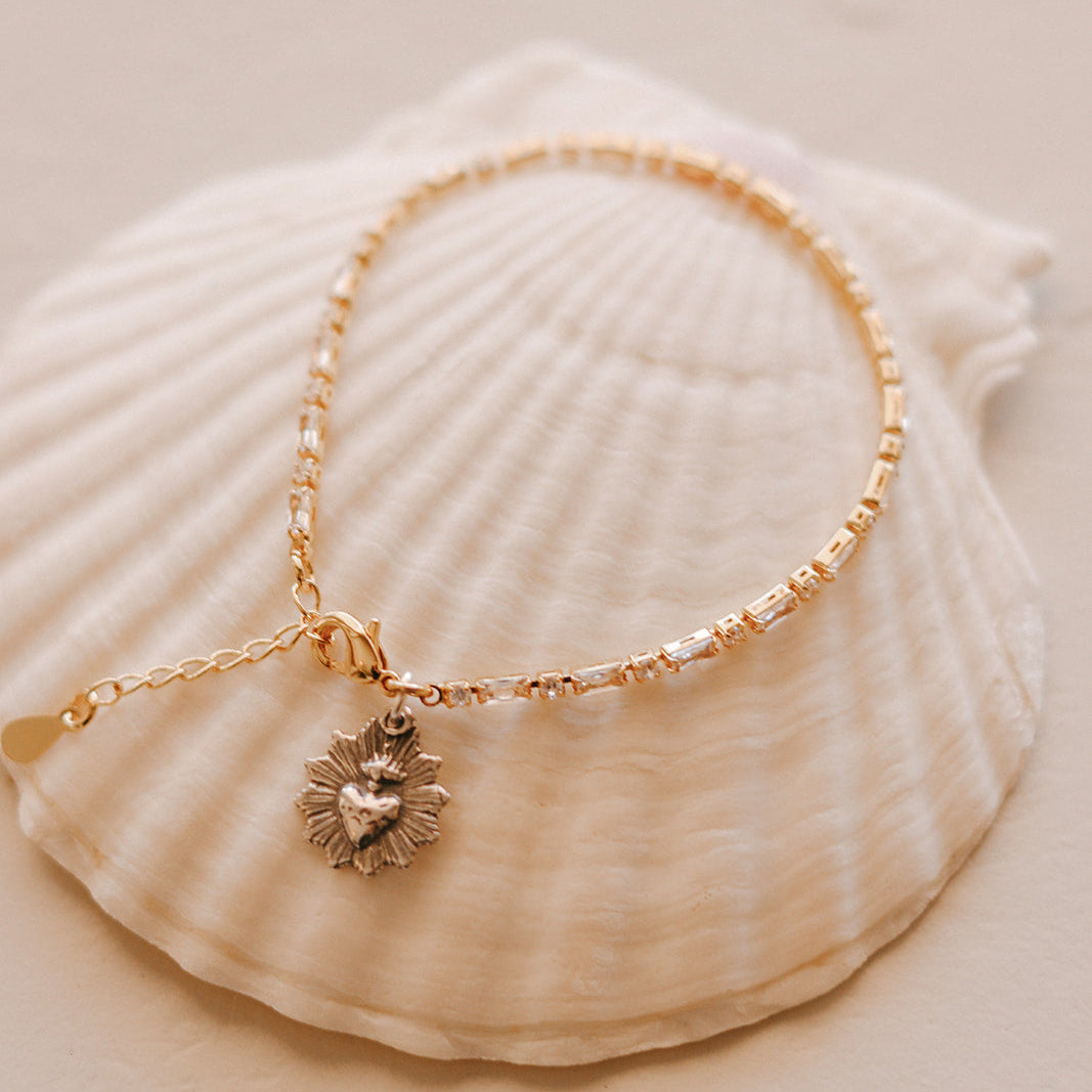 Sacred Heart Tennis Bracelet -Two-Tone