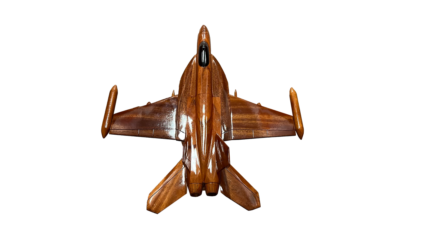 F18 Hornet Mahogany Wood Desktop Airplane Model