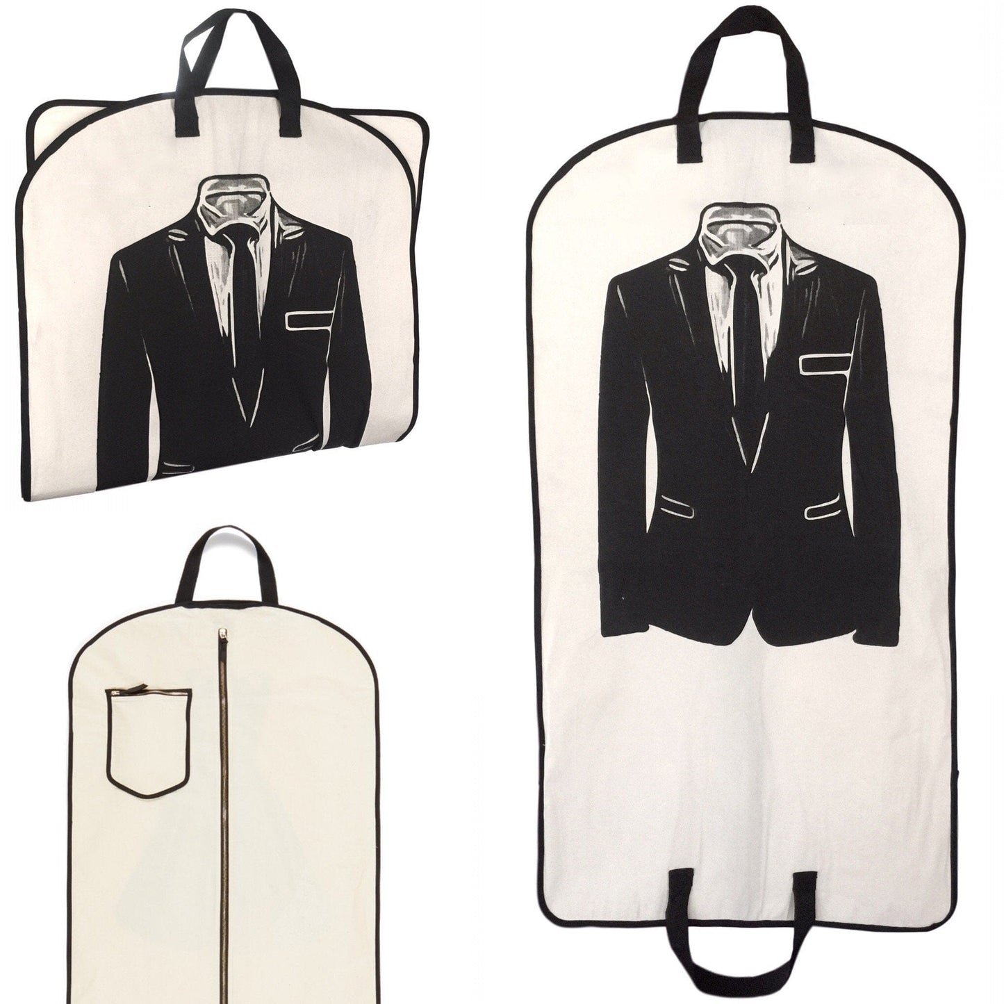 Men's Suit Garment Bag with Pocket, Cream - Concordia Style Boutique