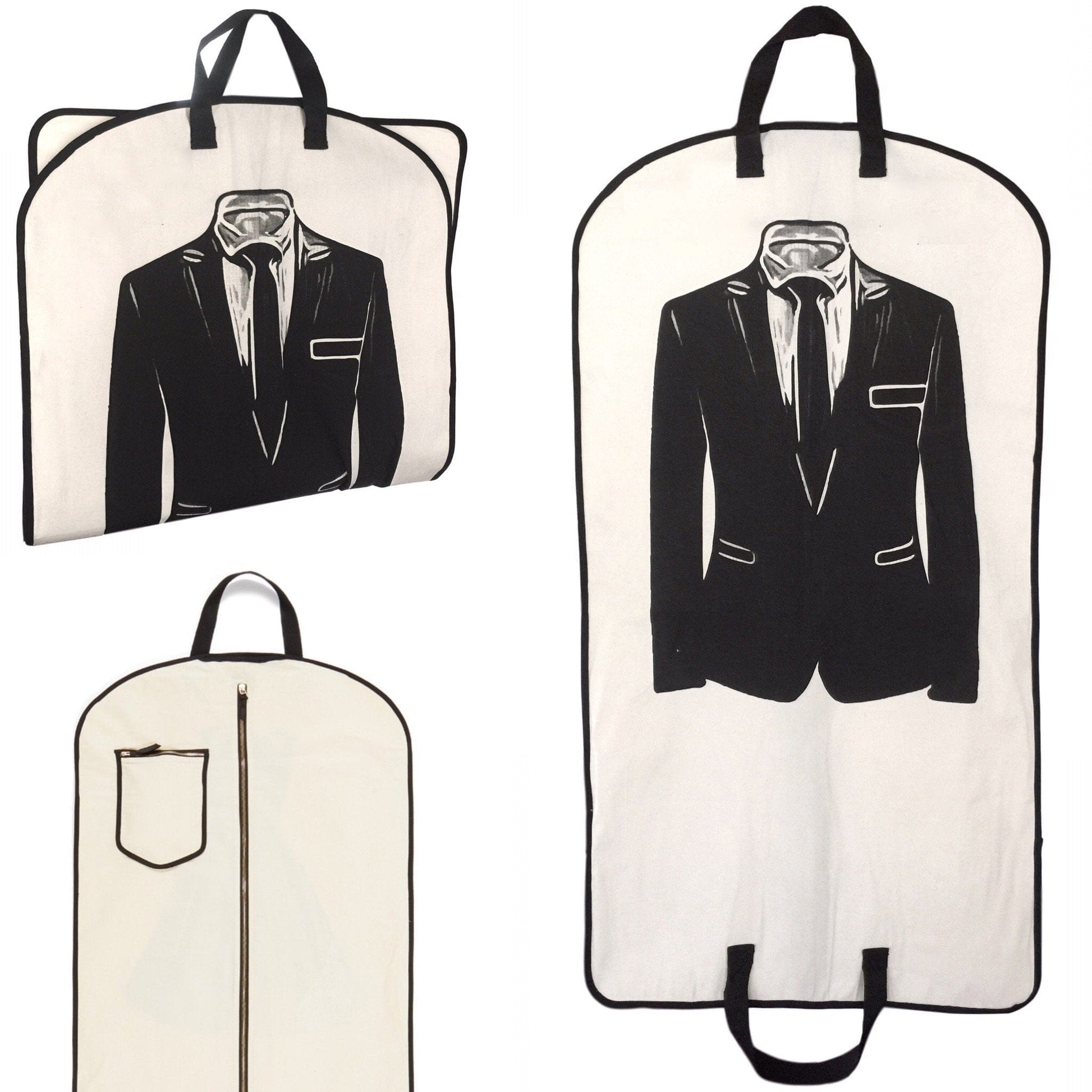 Men's Suit Garment Bag with Pocket, Cream - Concordia Style Boutique