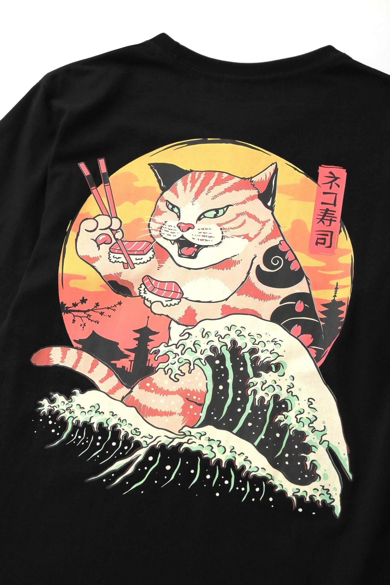YeT013 Sushi Eating Cat Tee