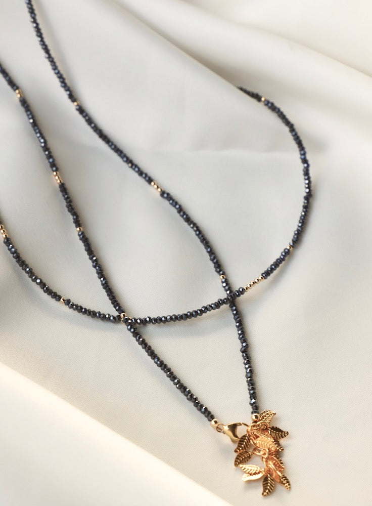 HEMATITE PETITE CRYSTAL DOUBLE WRAP NECKLACE - Concordia Style Boutique