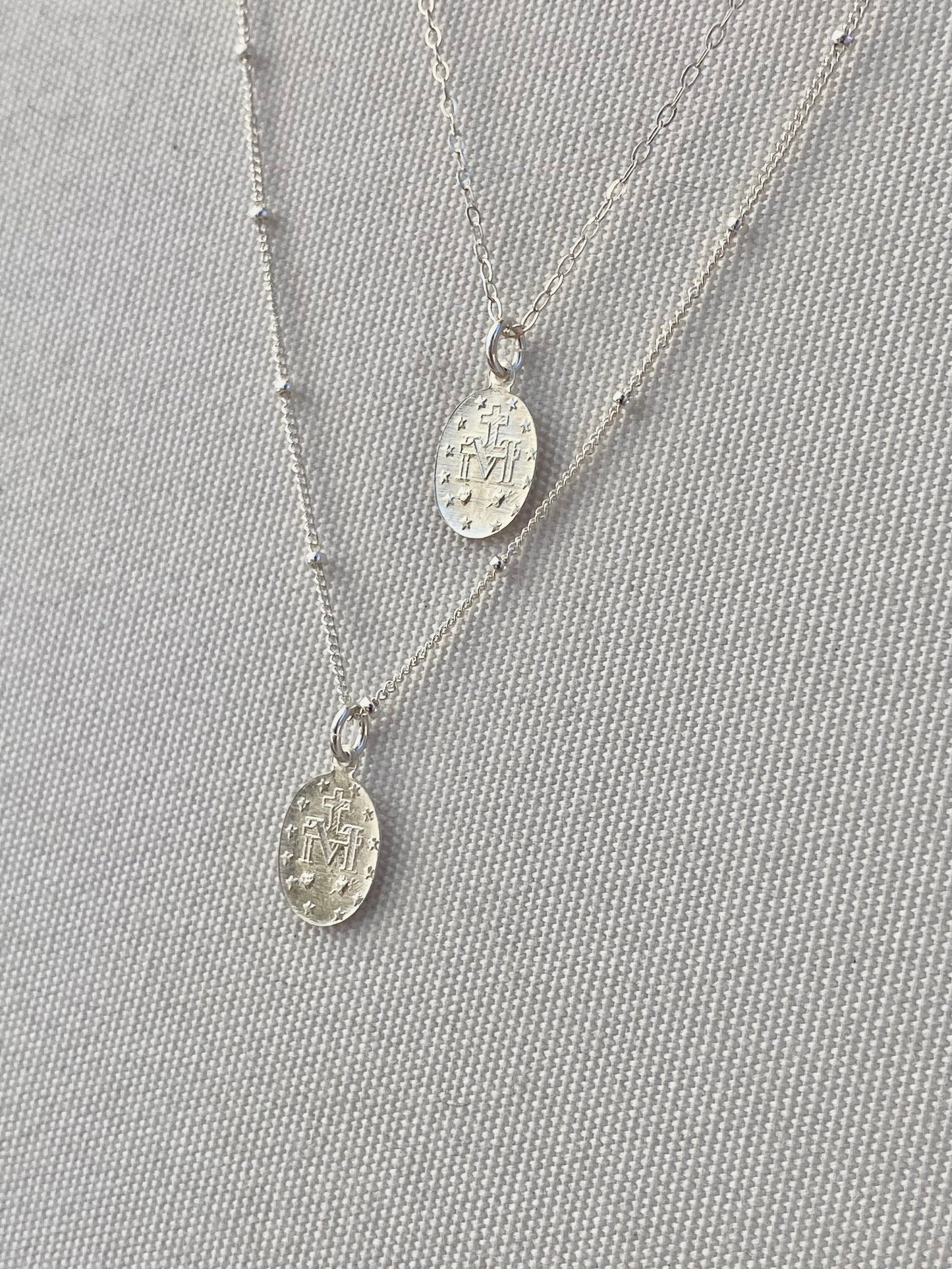 Dainty Miraculous Medal Necklace in Silver