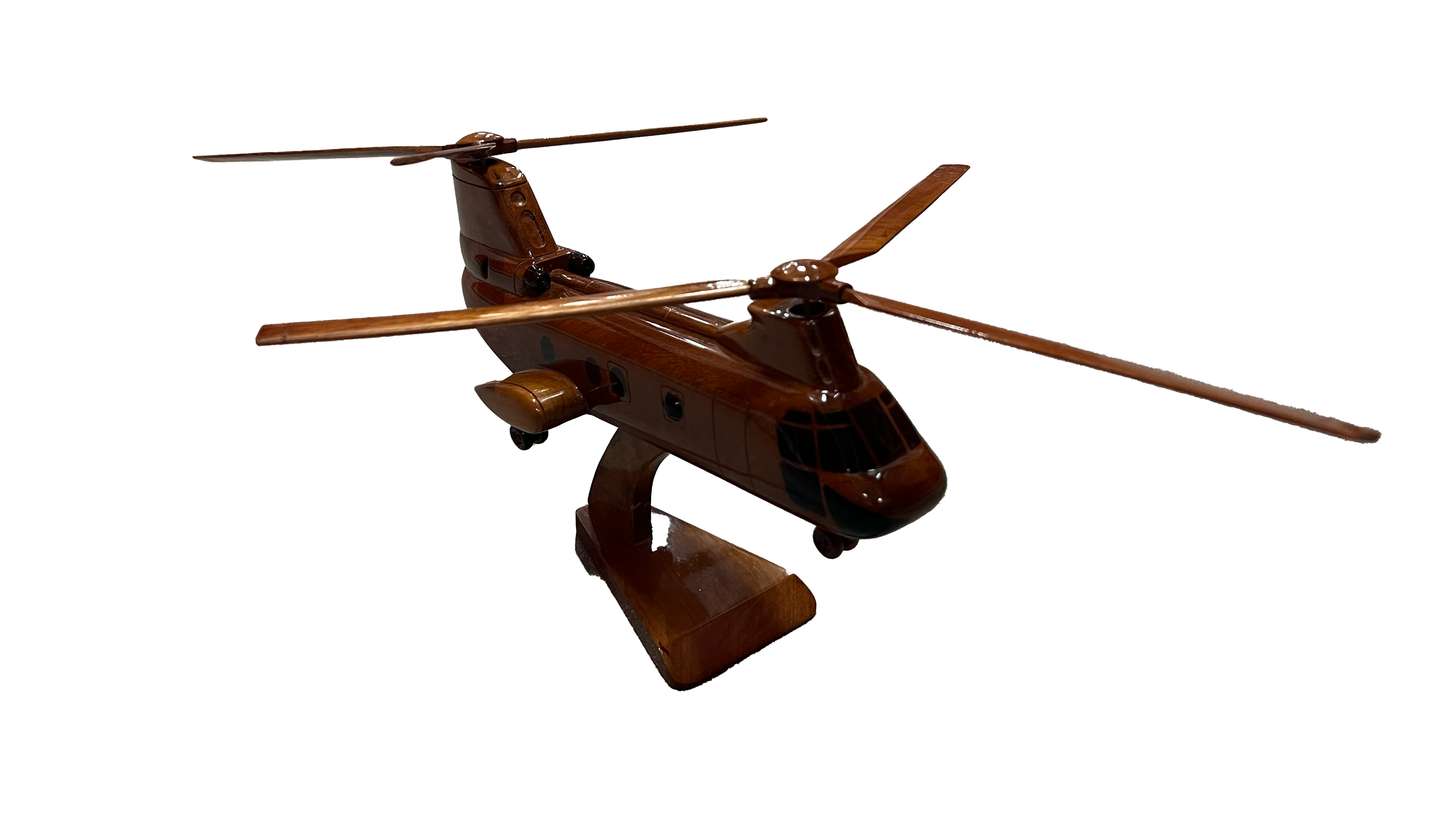 CH46 Sea knight Mahogany Wood Desktop Helicopter Model