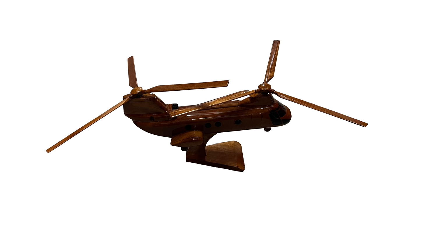 CH46 Sea knight Mahogany Wood Desktop Helicopter Model