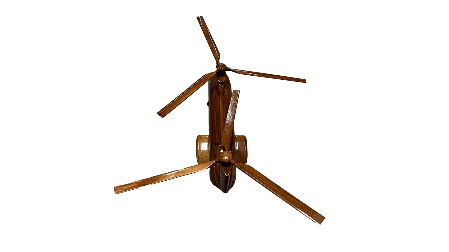CH46 Sea knight Mahogany Wood Desktop Helicopter Model