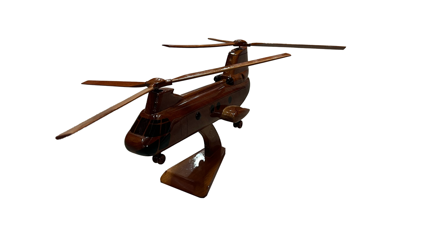 CH46 Sea knight Mahogany Wood Desktop Helicopter Model