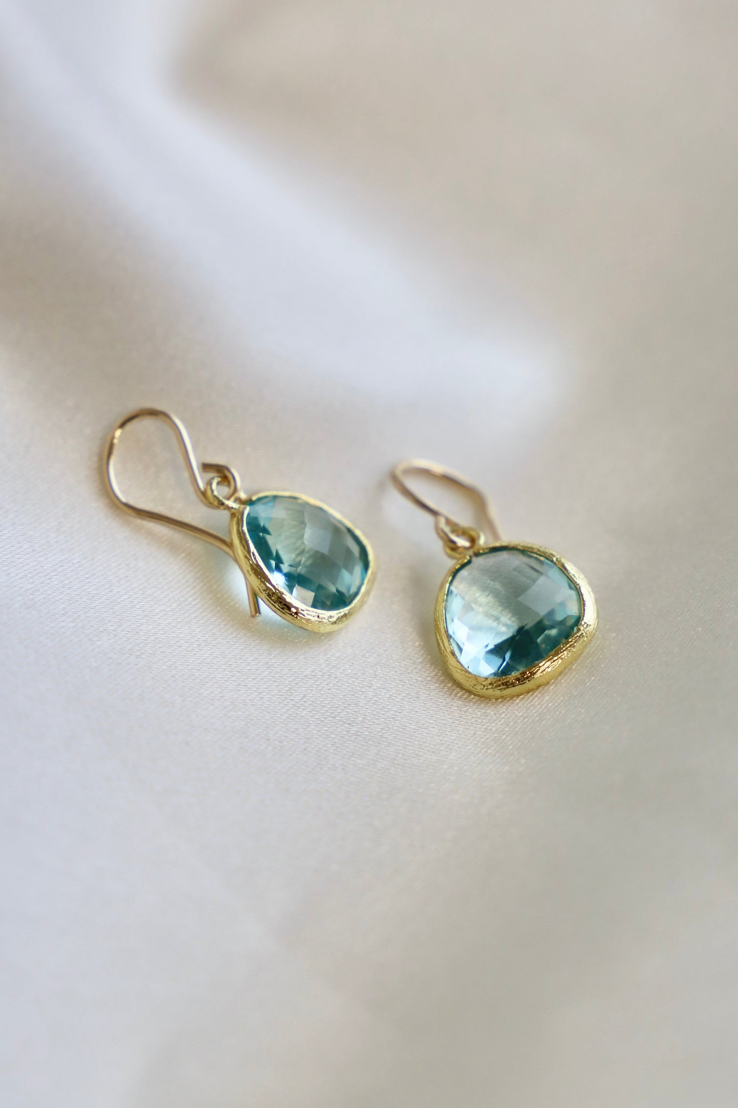 MEDIUM AQUAMARINE BEZEL EARRINGS - Concordia Style Boutique