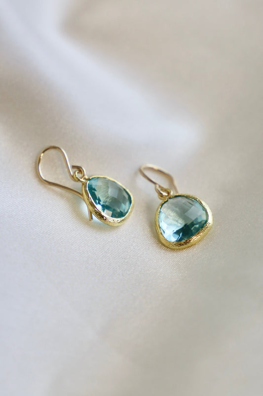 MEDIUM AQUAMARINE BEZEL EARRINGS - Concordia Style Boutique