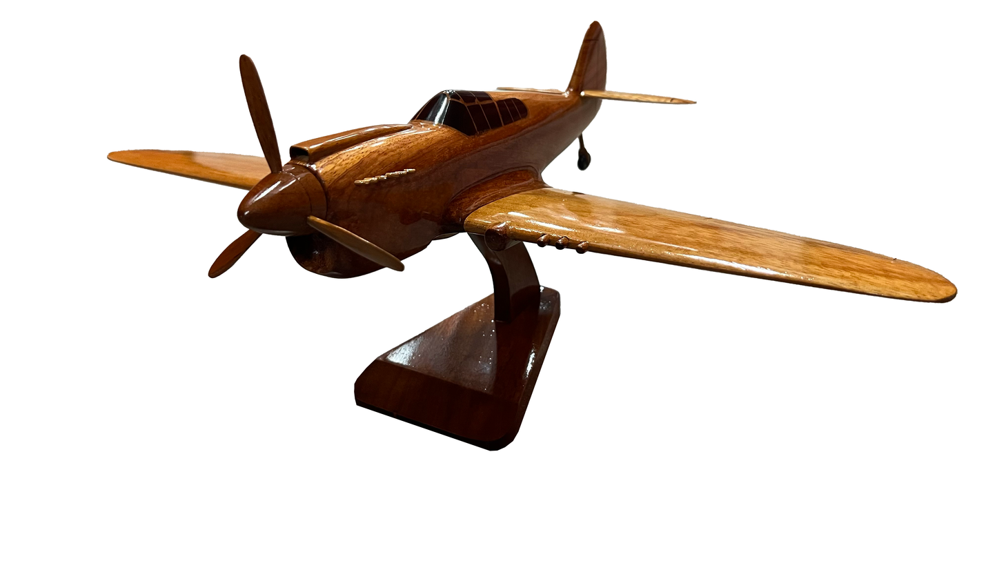 P40 Warhawk Mahogany Wood Desktop Airplane Model