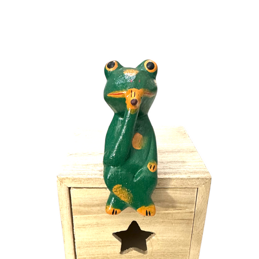 Shelf Sitting Wooden Frog Figurine Decoration - Concordia Style Boutique