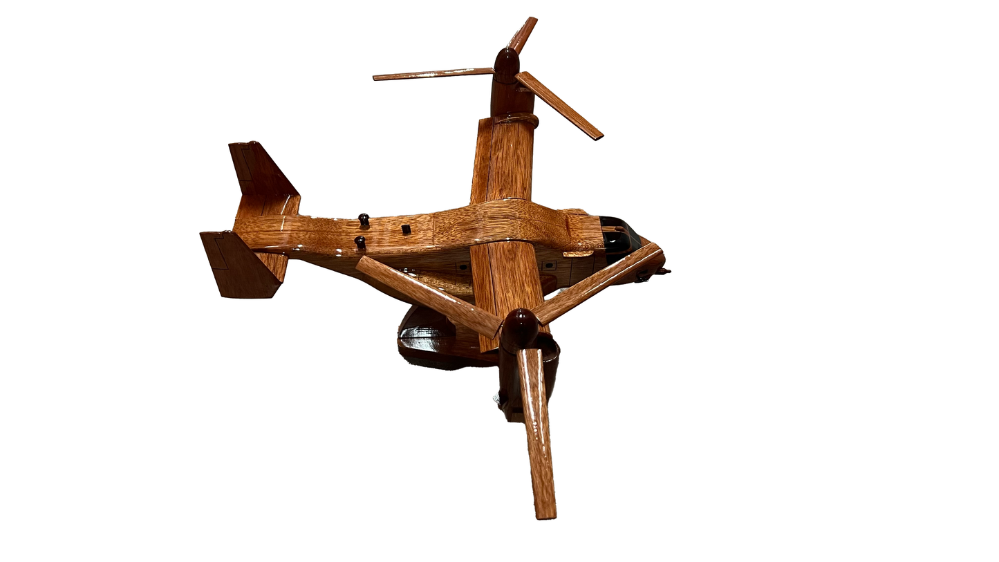 V22 Osprey Osage Mahogany Wood Desktop Helicopter Model