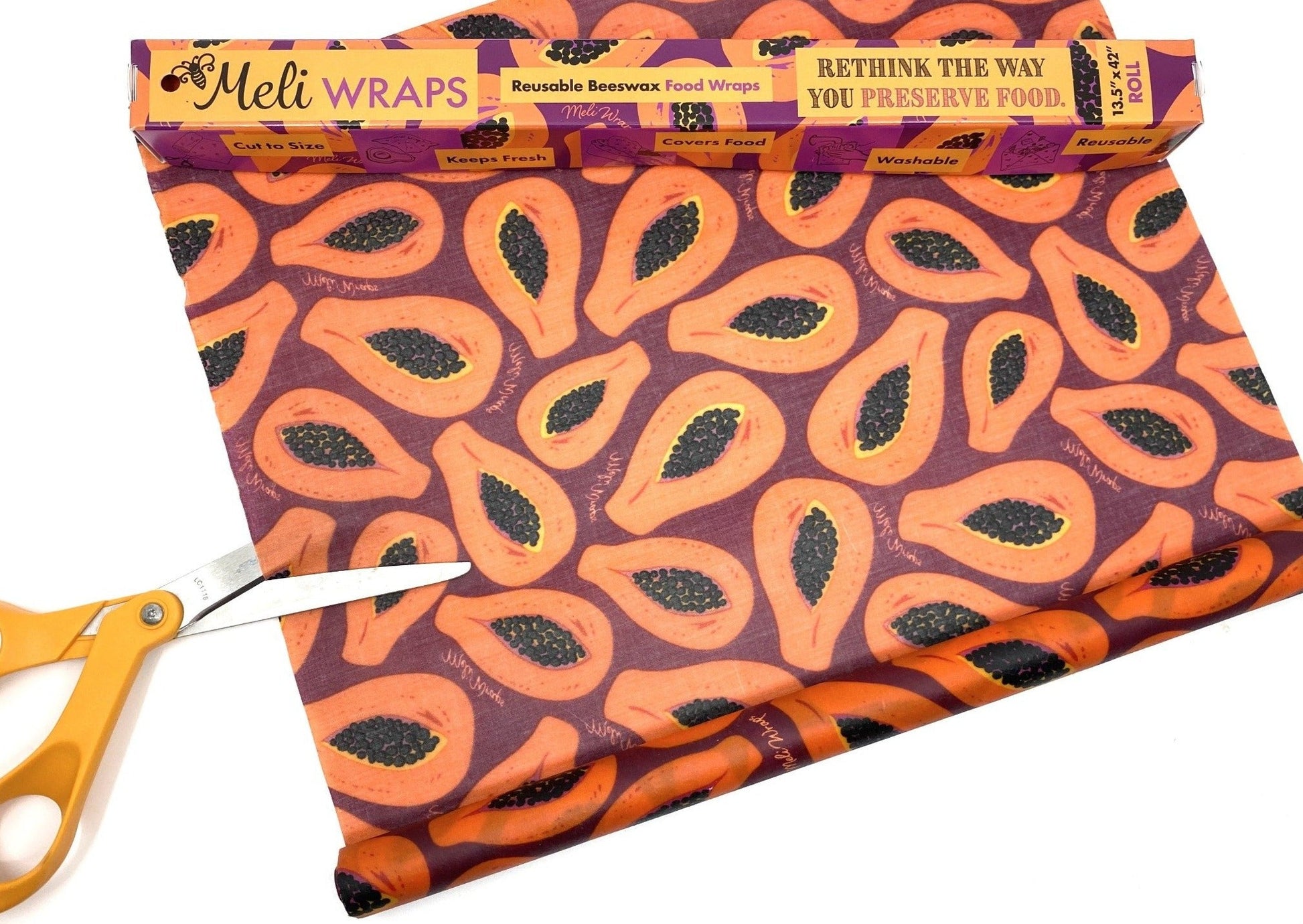 Beeswax Wrap Bulk Roll - Purple Papaya Print - Concordia Style Boutique