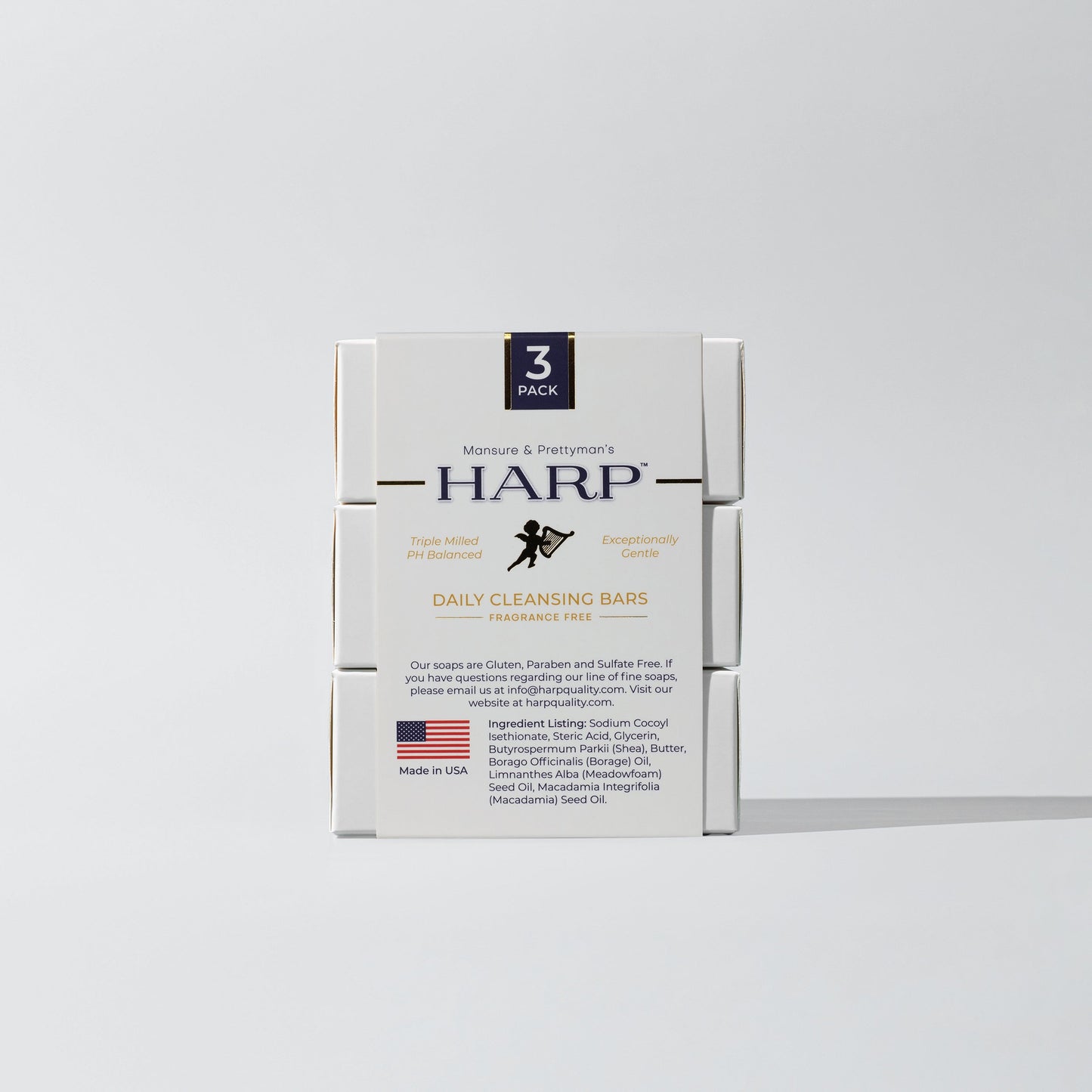 HARP pH-Balanced Body Wash Bar - Exceptionally Gentle For Dry or Sensitive Skin + Shea Butter-Borage oil- Meadowfoam | Non-Comedogenic | Soap-Free, Lye-Free. FRESH SPORT FRAGRANCE. 5oz