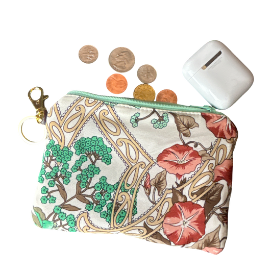 Garden Trellis Vintage Silk Scarf Coffee Run Keychain Bag