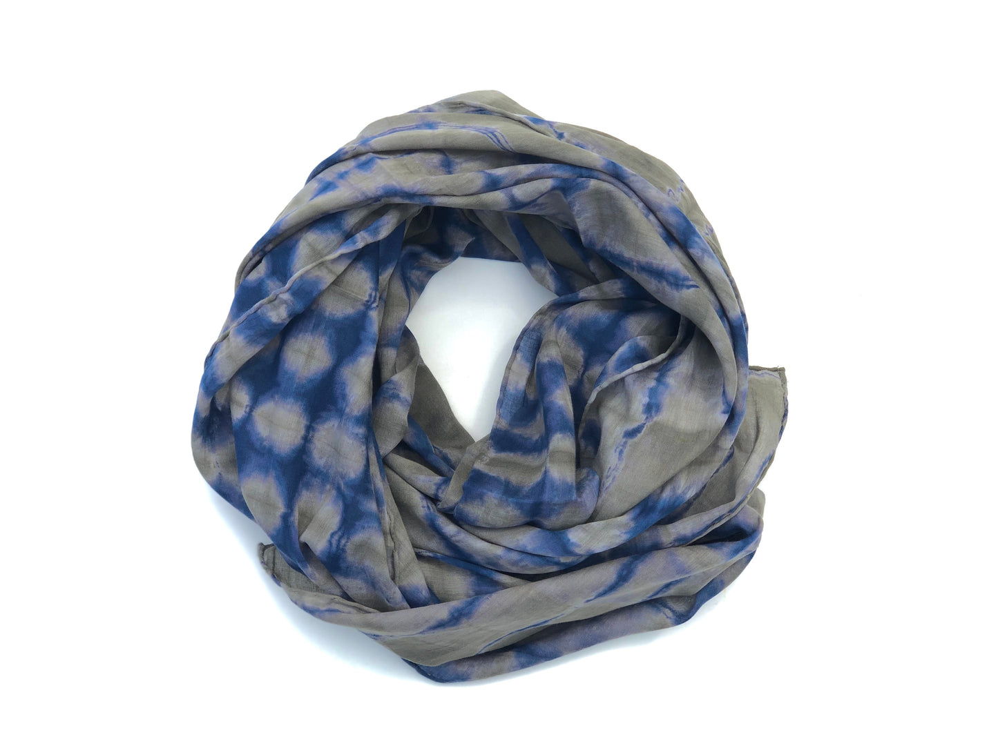 Japanese Tie Dye Scarf | Indigo Blue + Olive Geometry
