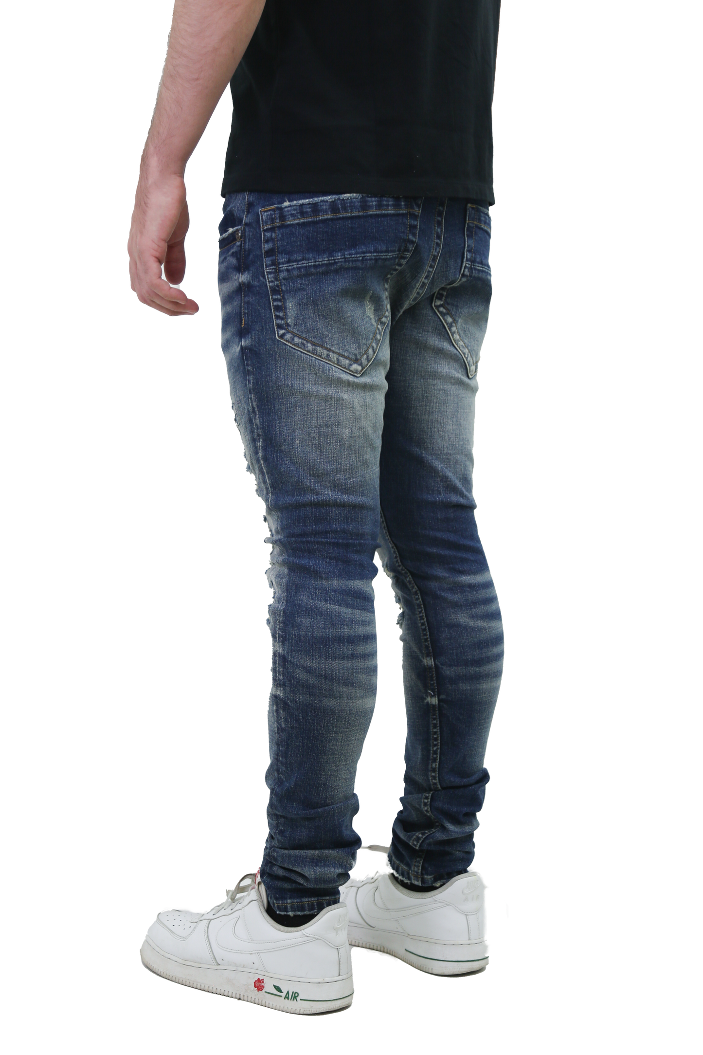 RIPPED MID-RISE SKINNY JEANS