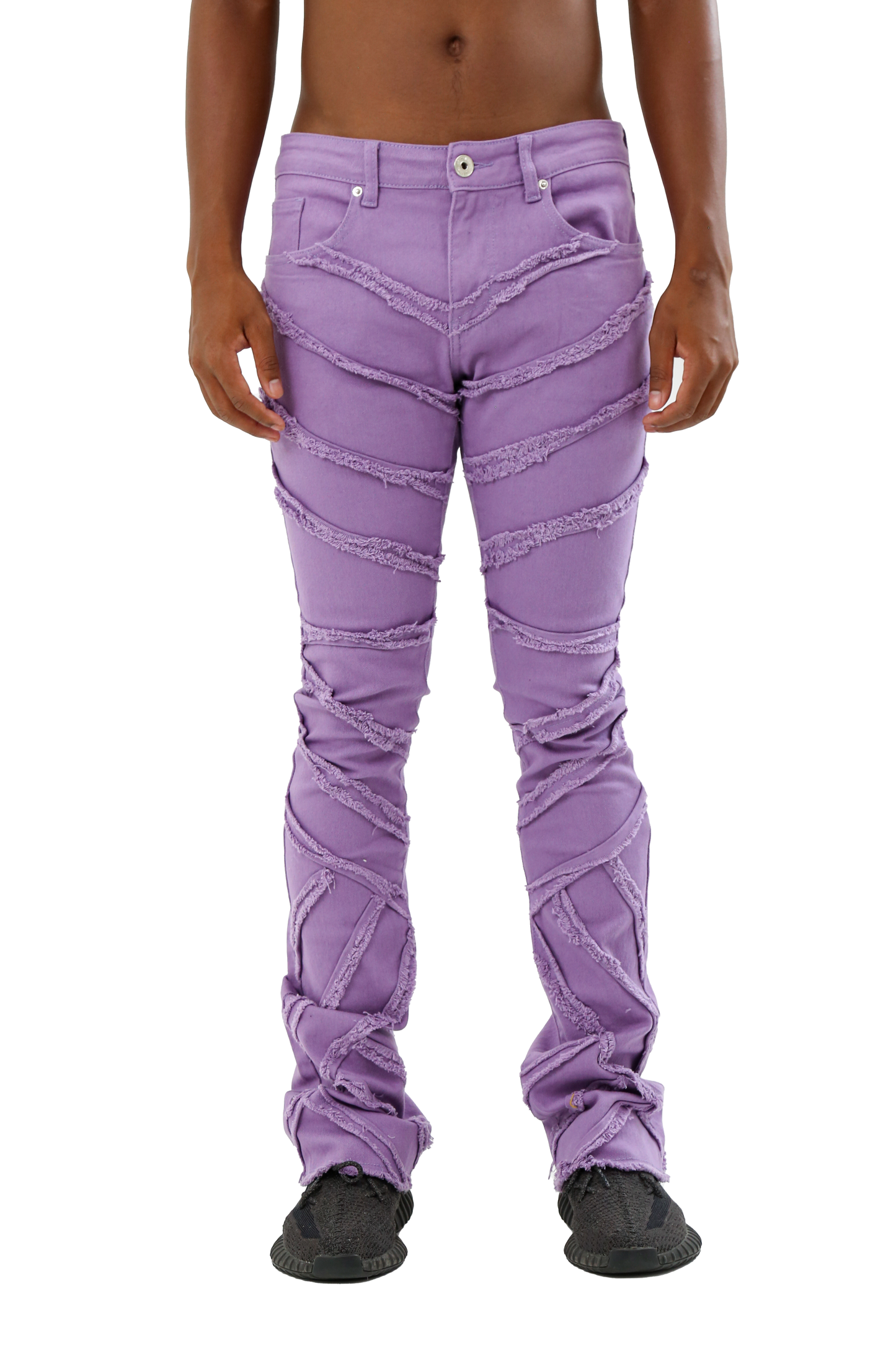 AJS410 SHREDDED STACKED JEANS