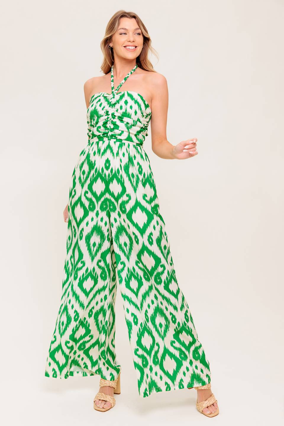 ANGELIC TOUCH GREEN WOVEN JUMPSUIT - Concordia Style Boutique