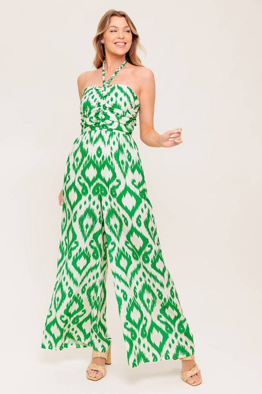 ANGELIC TOUCH GREEN WOVEN JUMPSUIT - Concordia Style Boutique