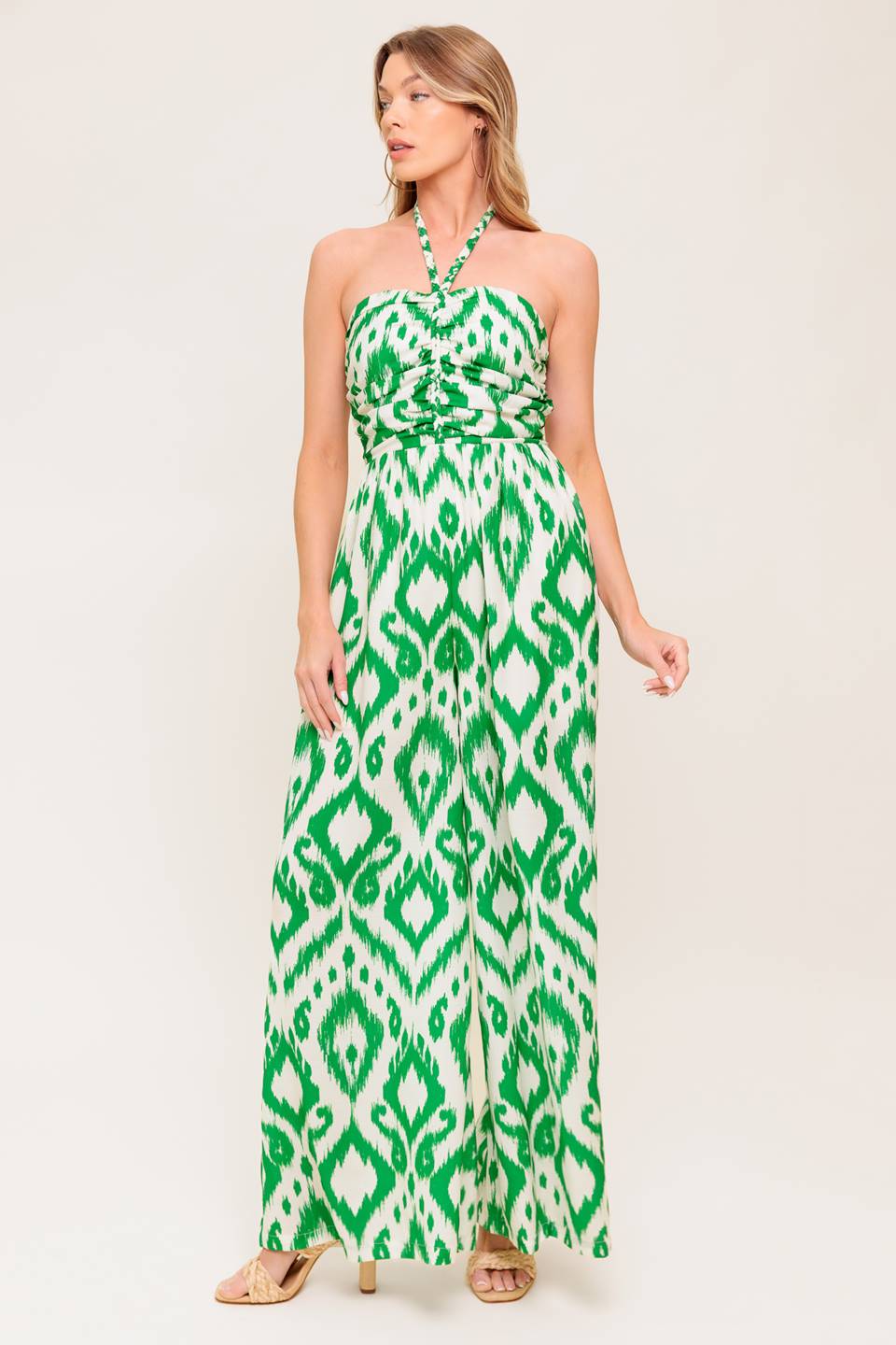 ANGELIC TOUCH GREEN WOVEN JUMPSUIT - Concordia Style Boutique