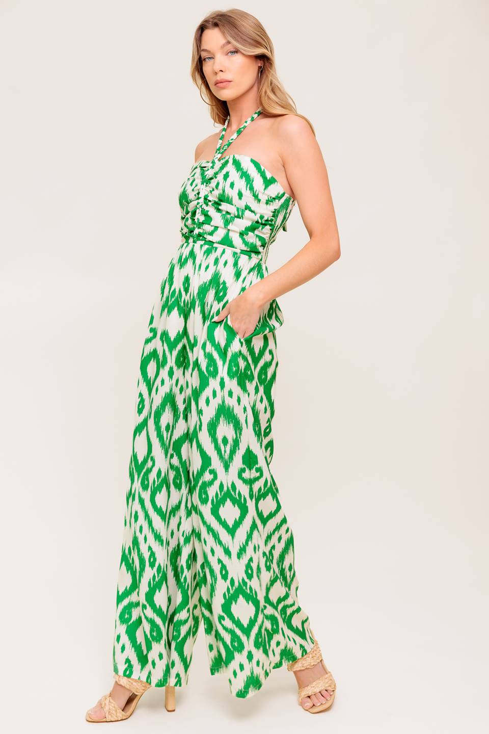 ANGELIC TOUCH GREEN WOVEN JUMPSUIT - Concordia Style Boutique