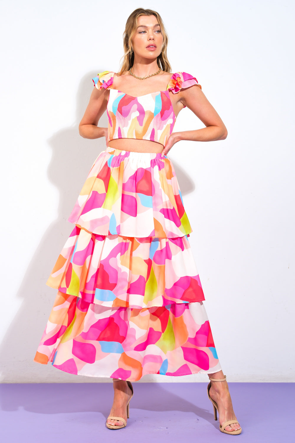 ABSOLUTE EDGE PINK WOVEN TOP AND SKIRT - Concordia Style Boutique