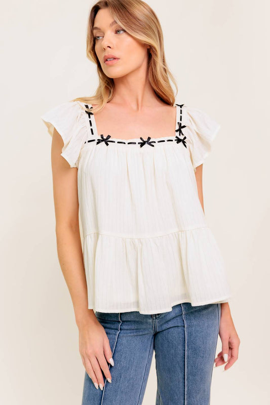 CELESTIAL CRUSH CREAM WOVEN TOP - Concordia Style Boutique