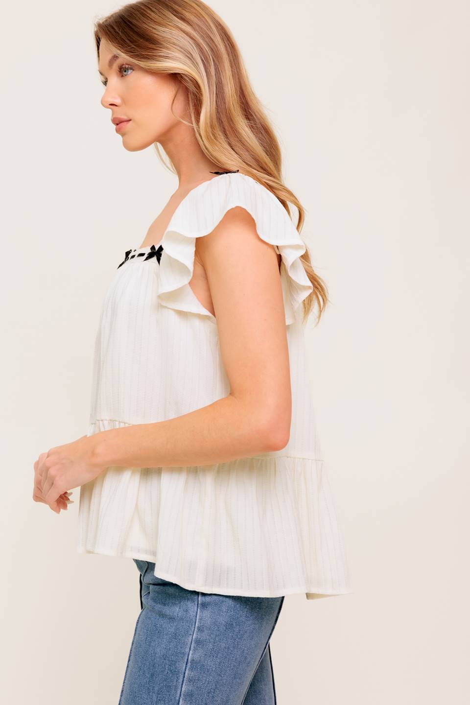 CELESTIAL CRUSH CREAM WOVEN TOP - Concordia Style Boutique